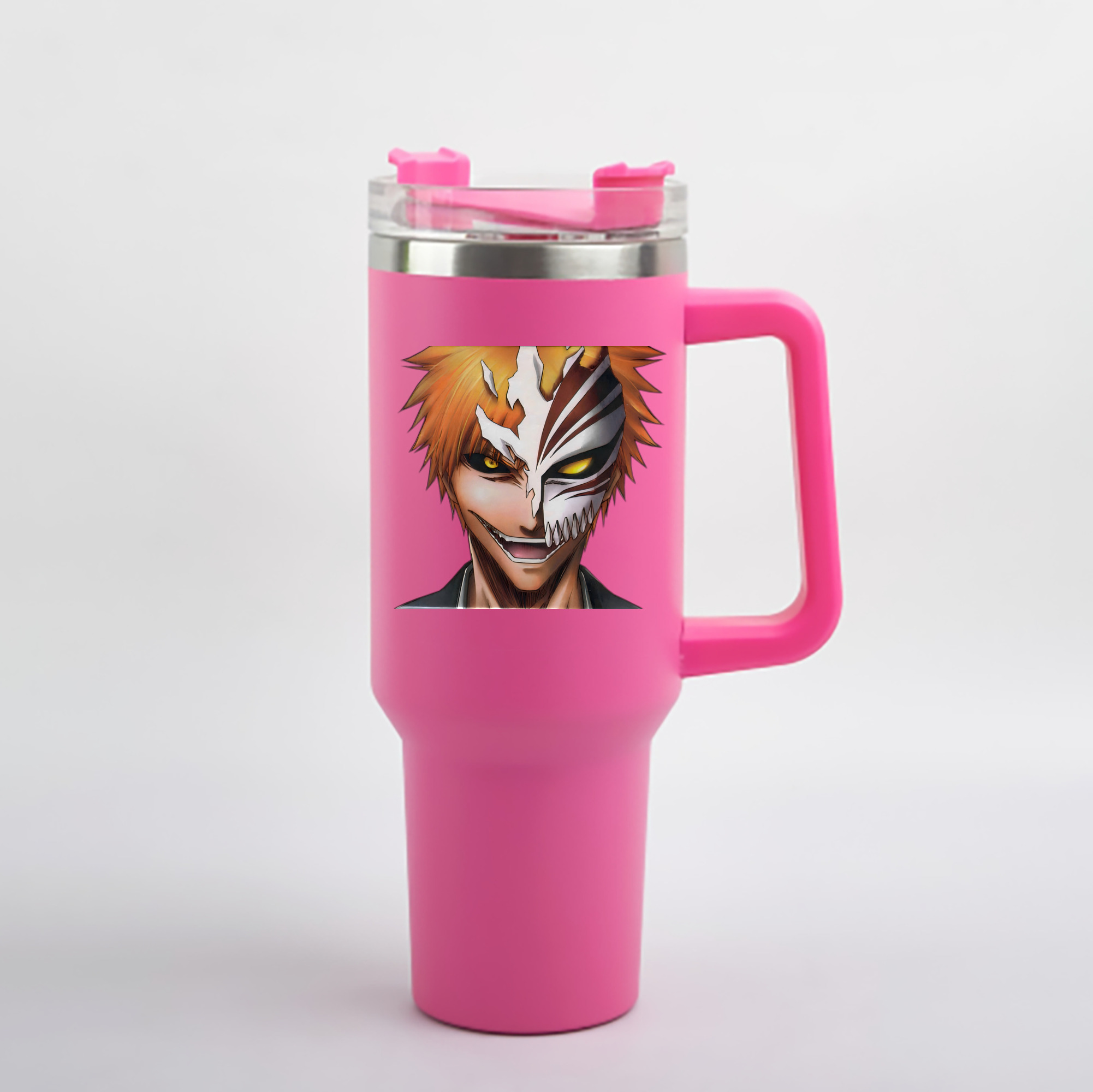 （画像用） ブリーチ 黒崎一護（くろさき いちご）BLEACH Kurosaki Ichigo 1200mL車用タンブラー - クリスタルステッカー（プラスチックストロー付き）